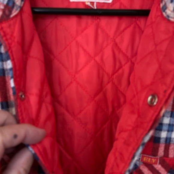 Vintage ELY Plains Quilted Warm Red Plaid Pearl Snap Button Down Shirt Men’s XL - Picture 6 of 7